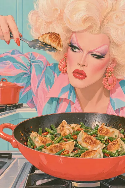 Salt and pepper dumplings straight from the freezer